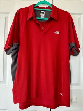 The North Face Red Polo with Gray Side Panels
